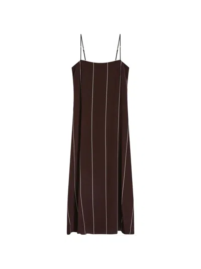 Bondi Born Orta Striped Silk Maxi Dress In Brown
