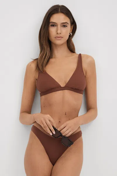 Bondi Born Women's Brown Plunge Neck Bikini Top In Copper