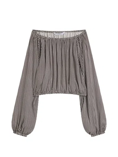 Bondi Born Salema Polka-dot Balloon Top In Brown