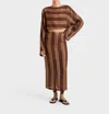 Bondi Born Sana Woven Mesh Pencil Skirt In Bronze Stripe In Multi
