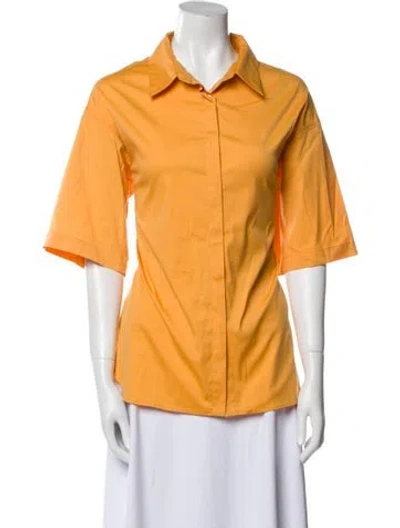 Pre-owned Bondi Born Short Sleeve Button-up Top In Yellow