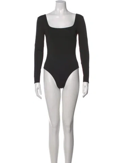 Pre-owned Bondi Born Square Neckline Long Sleeve Bodysuit In Gray