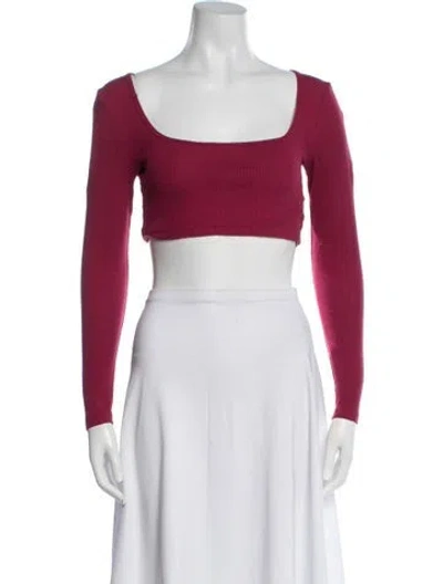 Pre-owned Bondi Born Square Neckline Long Sleeve Crop Top In Red