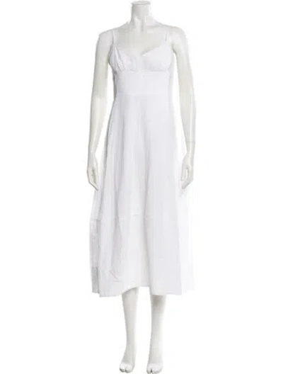 Pre-owned Bondi Born Square Neckline Midi Length Dress In White