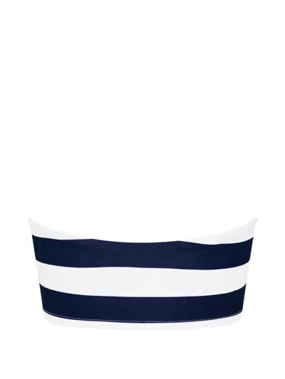 Bondi Born Stella Striped Bandeau Bikini Top In White