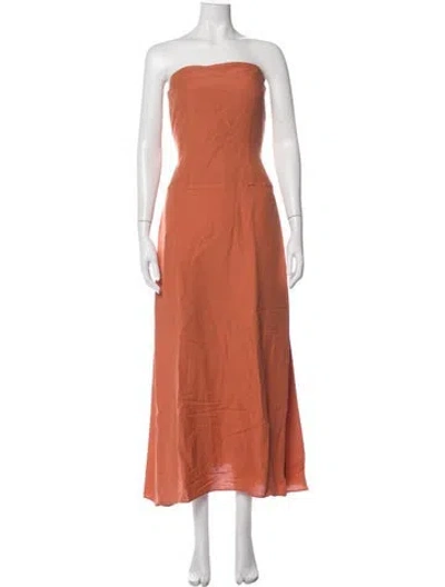 Pre-owned Bondi Born Strapless Long Dress In Orange