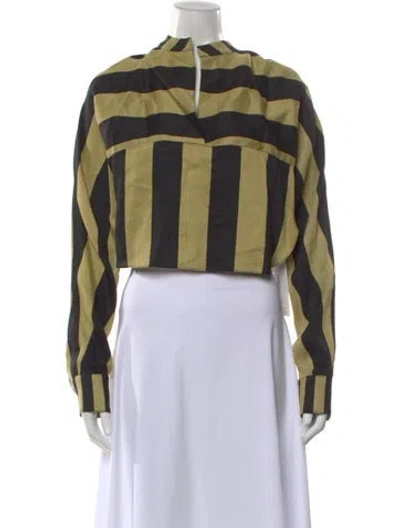 Pre-owned Bondi Born Striped V-neck Crop Top In Multi