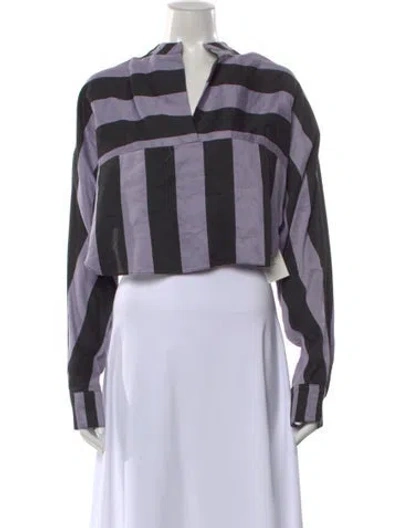 Pre-owned Bondi Born Striped V-neck Crop Top In Purple