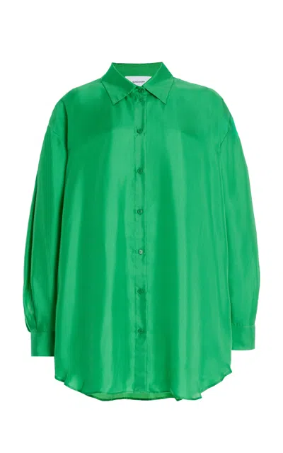 Bondi Born Tropea Oversized Silk Shirt In Green