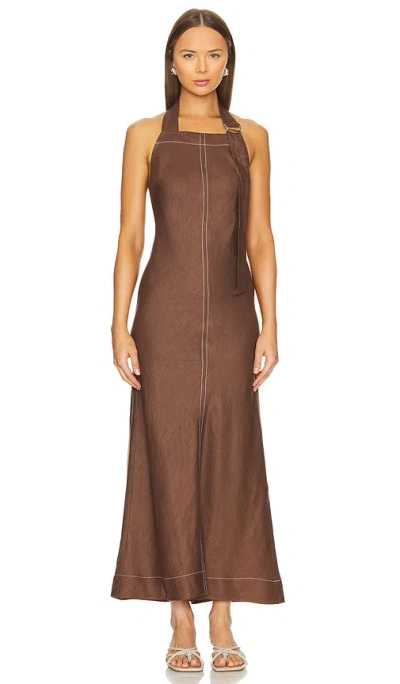 Bondi Born Varenna Bias Maxi Dress In Brown