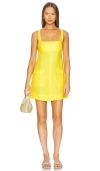 Bondi Born Varenna Organic Linen Mini Dress In Yellow
