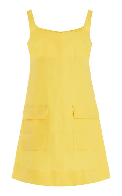 Bondi Born Varenna Organic Linen Mini Dress In Yellow