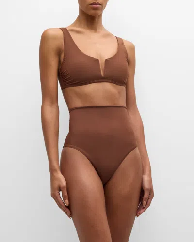 Bondi Born Verona Notched Bikini Top In Cocoa