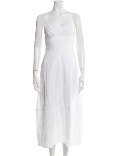 Pre-owned Bondi Born V-neck Midi Length Dress In White