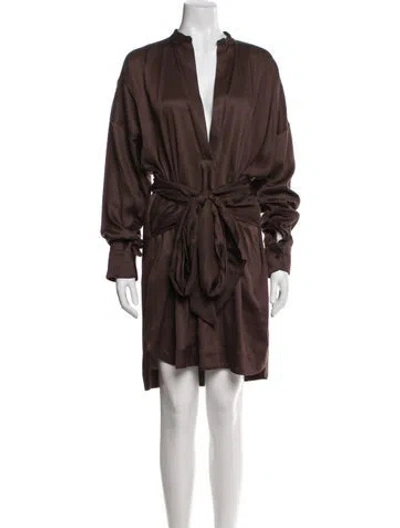 Pre-owned Bondi Born V-neck Mini Dress In Brown