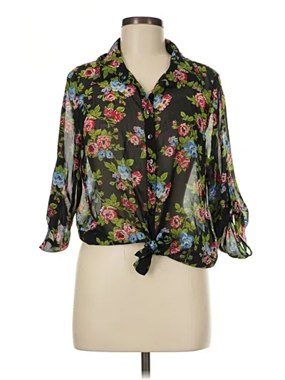 Pre-owned Bongo 3/4 Sleeve Blouse In Black