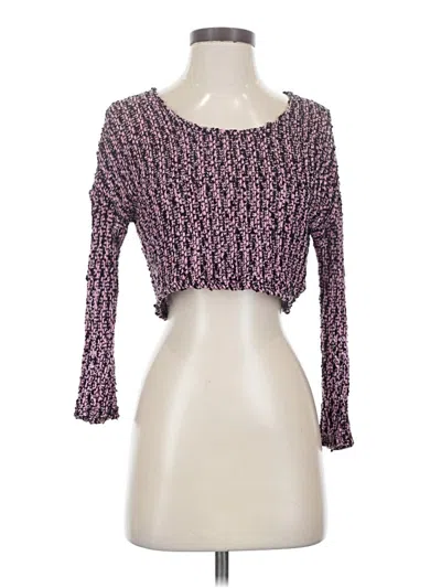 Pre-owned Bongo 3/4 Sleeve Top Purple Square Neckline Tops