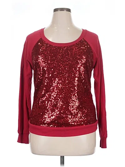 Pre-owned Bongo Long Sleeve Top Burgundy Scoop Neck Tops