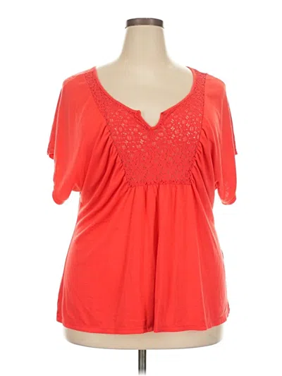 Pre-owned Bongo Short Sleeve Top Red Sweetheart Neckline Tops
