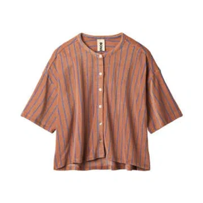 Bongusta Camel & Ultramarine Naram Oversized Shirt In Brown