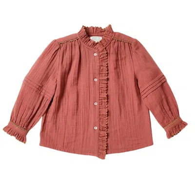 Bonheur Du Jour Kids' Girls Amaya Blouse In Red In Pink