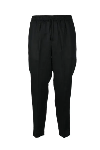 Bonheur Grey Linen Pants In Black