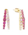 Bonheur Jewelry Seraphine Pink Crystal Half Hoop Earrings In Gold