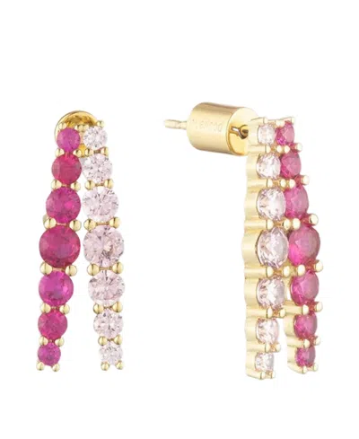 Bonheur Jewelry Seraphine Pink Crystal Half Hoop Earrings In Gold