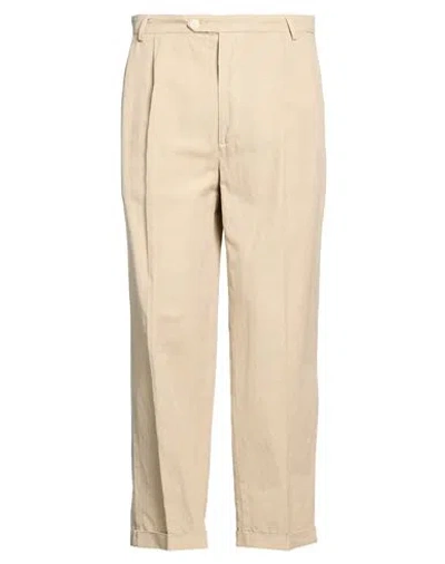 Bonheur Man Pants Beige Size 34 Cotton, Linen