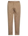 Bonheur Man Pants Camel Size 36 Cotton, Elastane In Beige