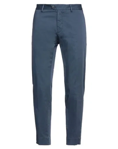 Bonheur Man Pants Navy Size 40 Cotton, Elastane In Navy Blue