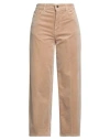 Bonheur Woman Pants Camel Size 32 Cotton, Modal, Elastane