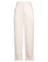 Bonheur Woman Pants Ivory Size 32 Viscose, Polyester, Elastane In White