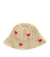 Bonita Raffia Heart Bucket Hat In Beige