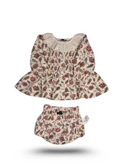 Bonjour Babies'  Reversible Mini Dress Set With Shorts In Brown