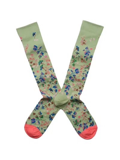 Bonne Maison Midnight Butterfly Floral-intarsia Socks In Green