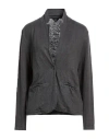 Bonneterie Universel Woman Blazer Charcoal Size 2 Linen, Elastane In Gray