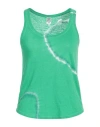 Bonneterie Universel Woman Tank Top Green Size 2 Linen, Elastane In Green