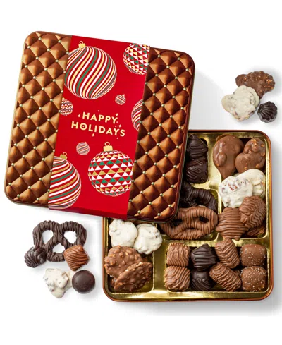 Bonnie & Pop Christmas Chocolate Gift Tin, 28 Pieces In Transparent