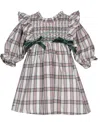 Bonnie Baby Baby Girls 2 Piece Ruffle Neck Smocked Plaid Dress And Panty Set In Multi