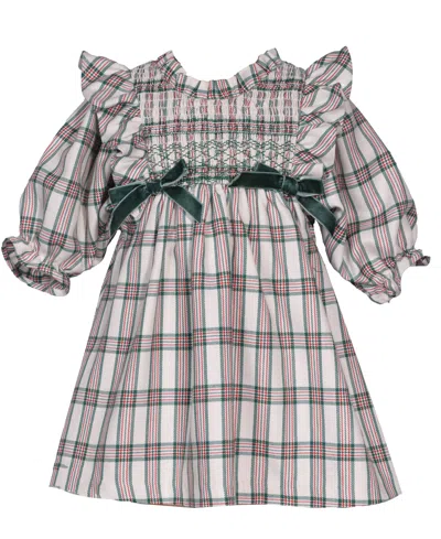 Bonnie Baby Baby Girls 2 Piece Ruffle Neck Smocked Plaid Dress And Panty Set In Multi