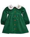 Bonnie Baby Baby Girls Long Sleeves Gingerbread Collar Dress In Green