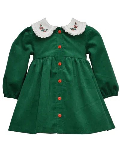 Bonnie Baby Baby Girls Long Sleeves Gingerbread Collar Dress In Green