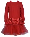 Bonnie Baby Baby Girls Long Sleeves Sweater Tutu Dress In Red