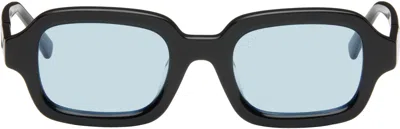 Bonnie Clyde Black Shy Guy Sunglasses In Black/blue