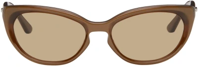 Bonnie Clyde Brown Scaredy Sunglasses In Brown/brown