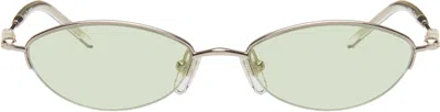Bonnie Clyde Gold Metal Jewel Sunglasses In Gold/green