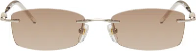 Bonnie Clyde Gold Metal Lisp Sunglasses In Gold/brown Gradient