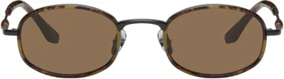 Bonnie Clyde Gunmetal & Brown Bicycle Sunglasses In Black/brown