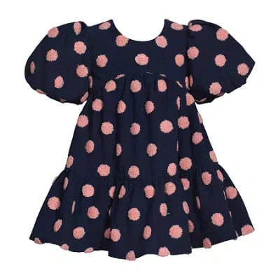 Bonnie Jean Baby Girls Short Sleeve Balloon Babydoll Dress In Blue